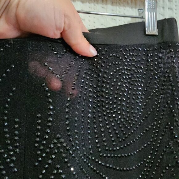 Fashion Nova Always A Baddie Rhinestone Mesh Leggings in Black Size Large - Picture 7 of 12